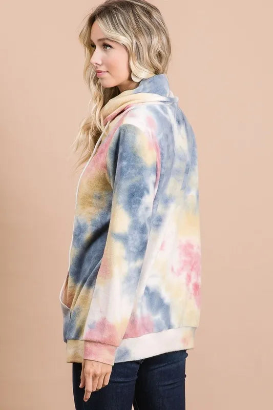Fashion Sava | Turtle Neck Sweatshirt | Brushed Tie Dye Design