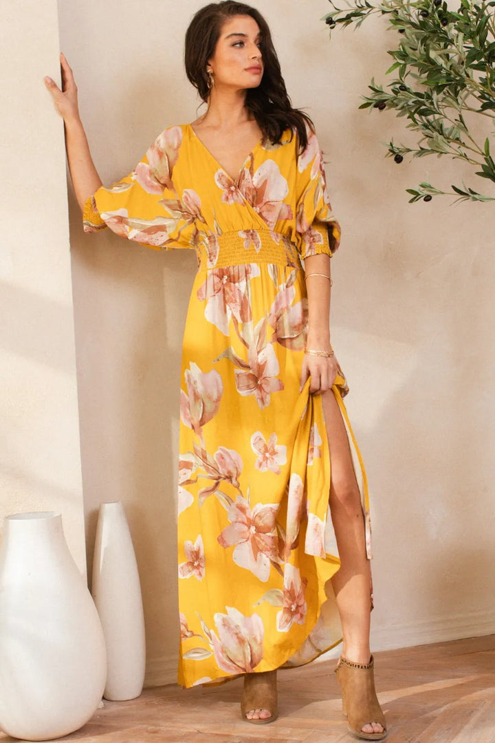 Fashion Sava | Floral Maxi Dress | Open Tie Back Design