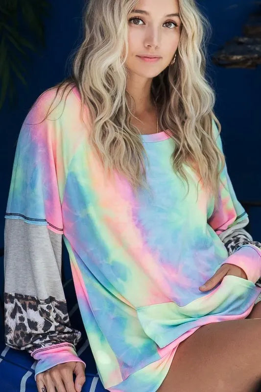 Fashion Sava | Tie Dye Sweatshirt | Contrast Design