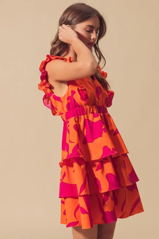Fashion Sava | Floral V Neck Dress | Elasticized Waist Design