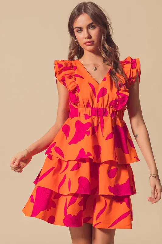 Fashion Sava | Floral V Neck Dress | Elasticized Waist Design