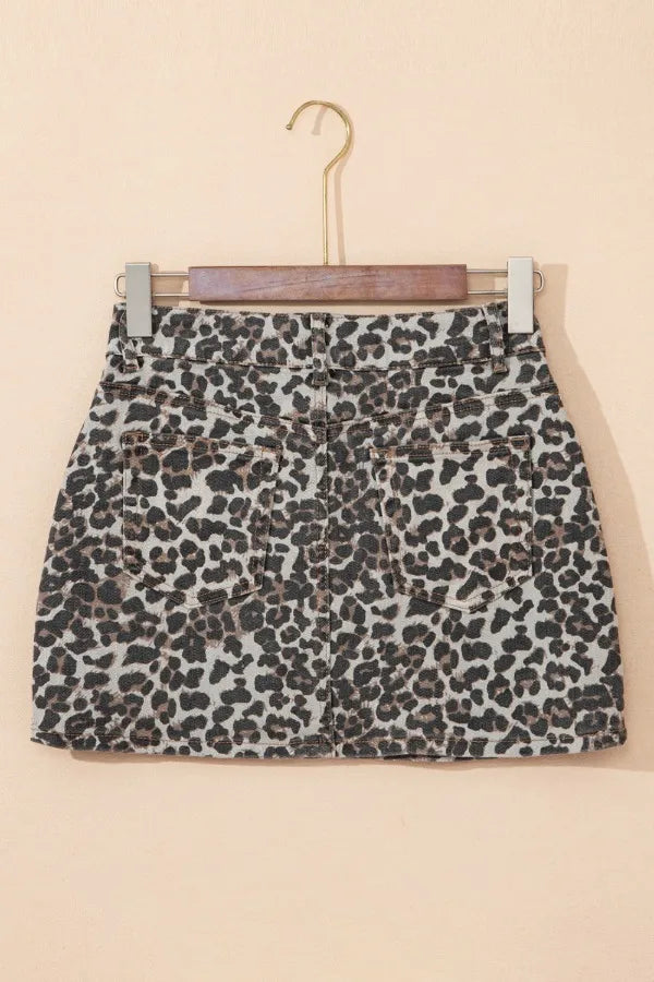 Fashion Sava | Leopard Denim Mini Skirt | Trendy Casual Wear