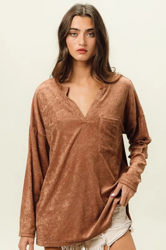 Fashion Sava | V Neck Pocket Top | Stylish & Comfortable