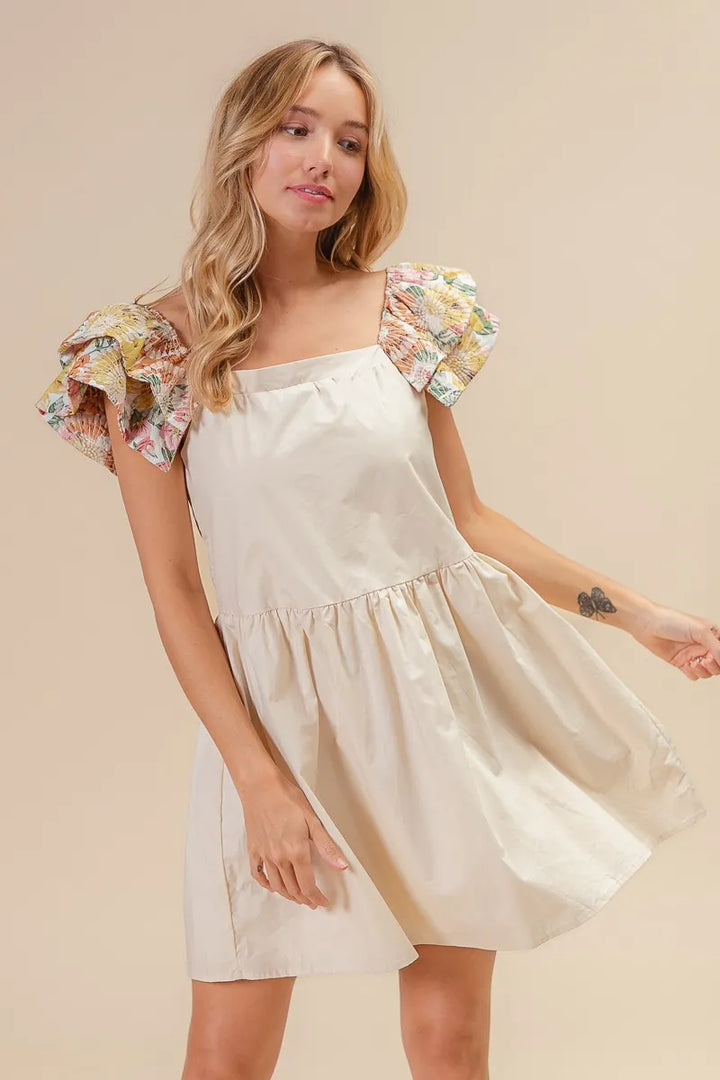 Fashion Sava | Floral Sleeve Dress | Embroidered Elegance