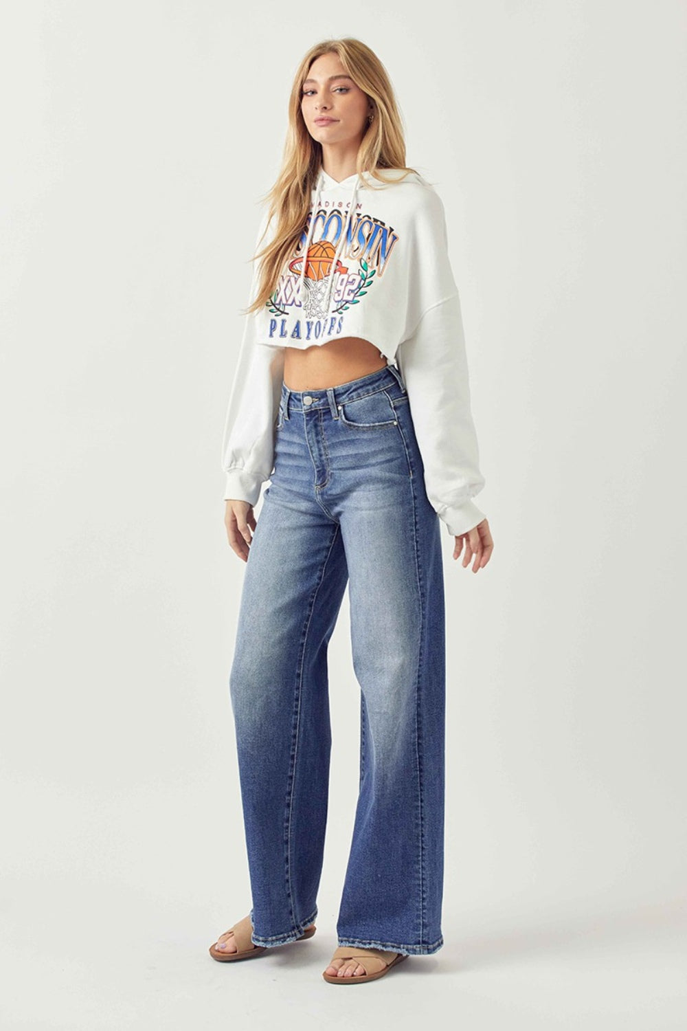 Risen Full Size High Rise Wide Leg Jeans