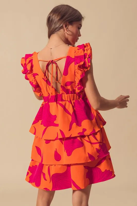 Fashion Sava | Floral V Neck Dress | Elasticized Waist Design