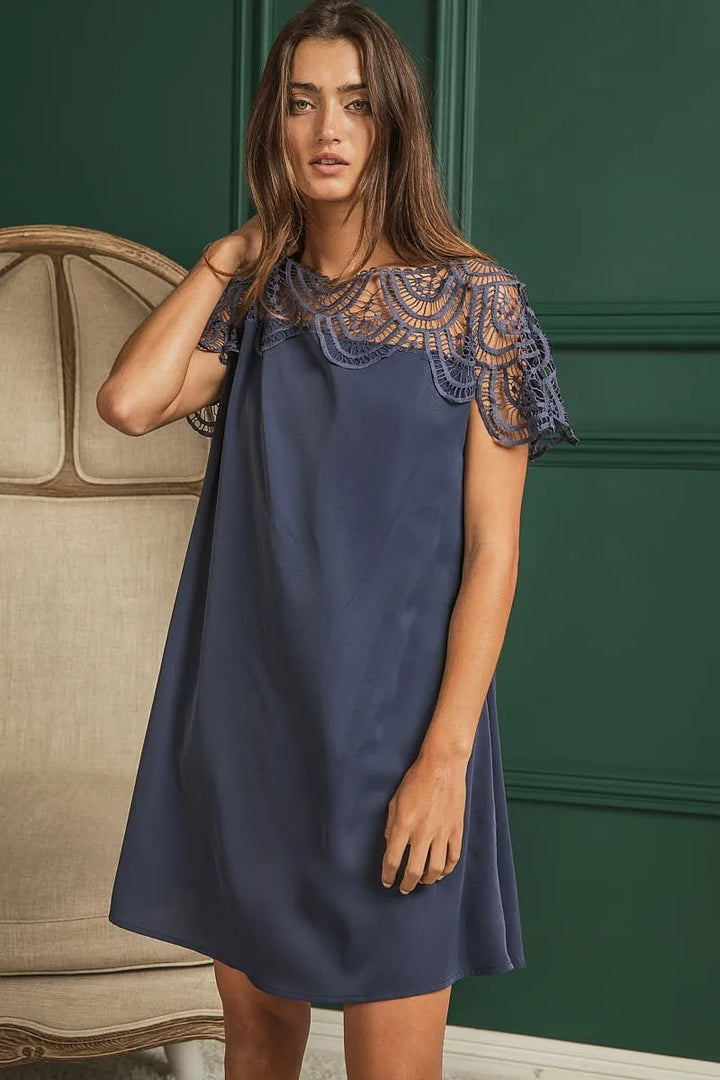 Fashion Sava | Crochet Lace Dress | Elegant Wrinkle-Free Style