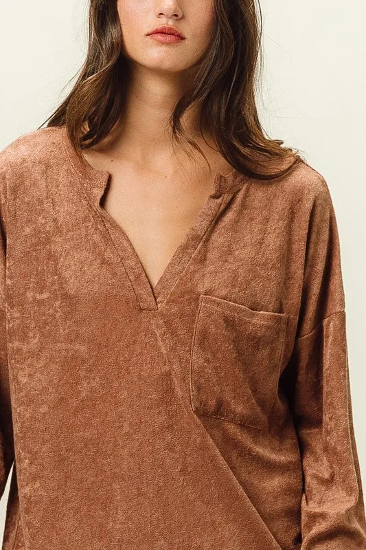 Fashion Sava | V Neck Pocket Top | Stylish & Comfortable