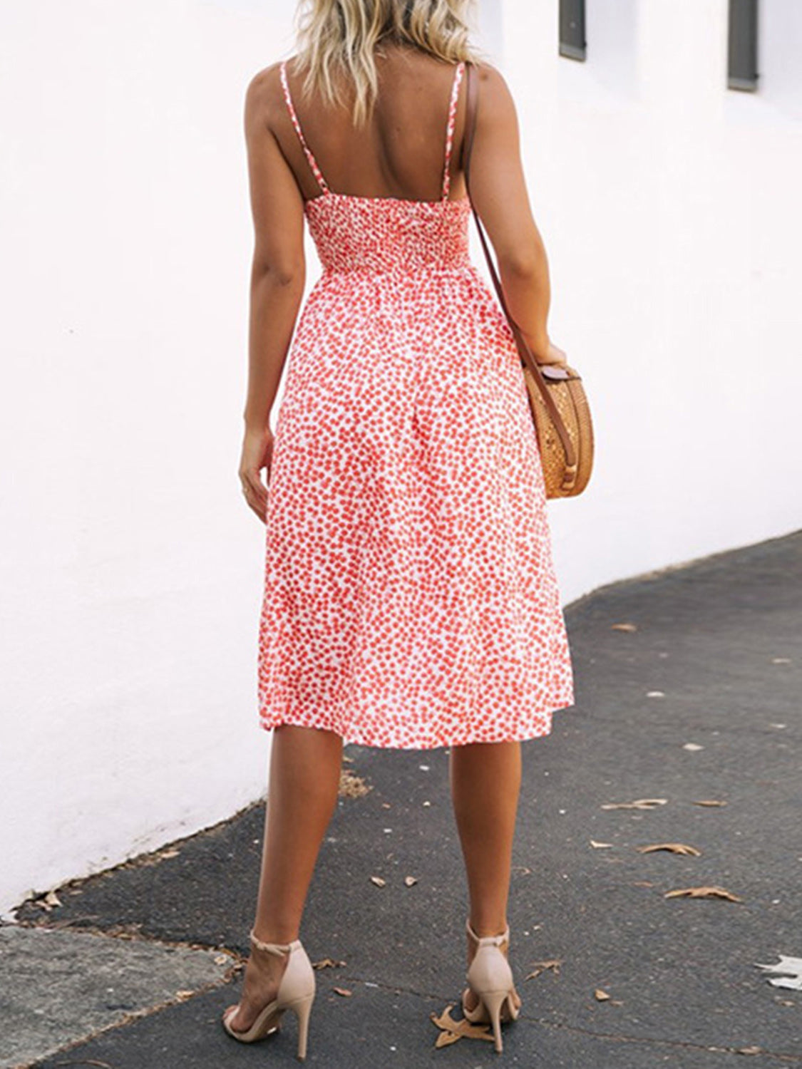 Vestido camisero con escote en forma de corazón y fruncido