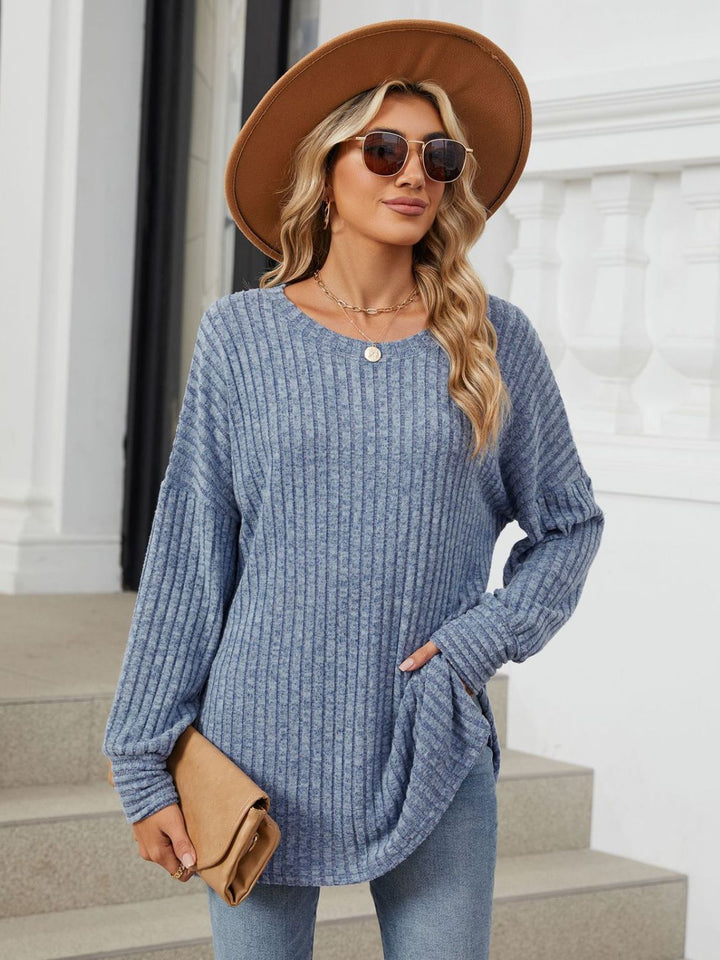 Fashion Sava | Ribbed T-Shirt | Versatile Long Sleeve Style