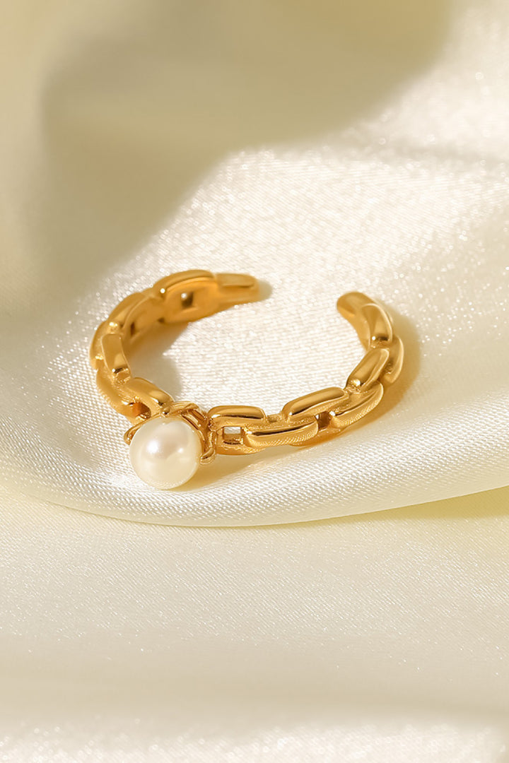 Fashion Sava | Pearl Open Ring | Adjustable Stainless Steel