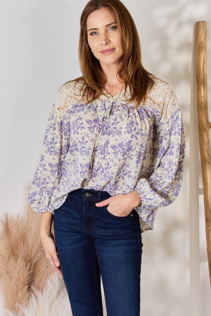 Fashion Sava | Lace Detail Blouse | Elegant Printed Design