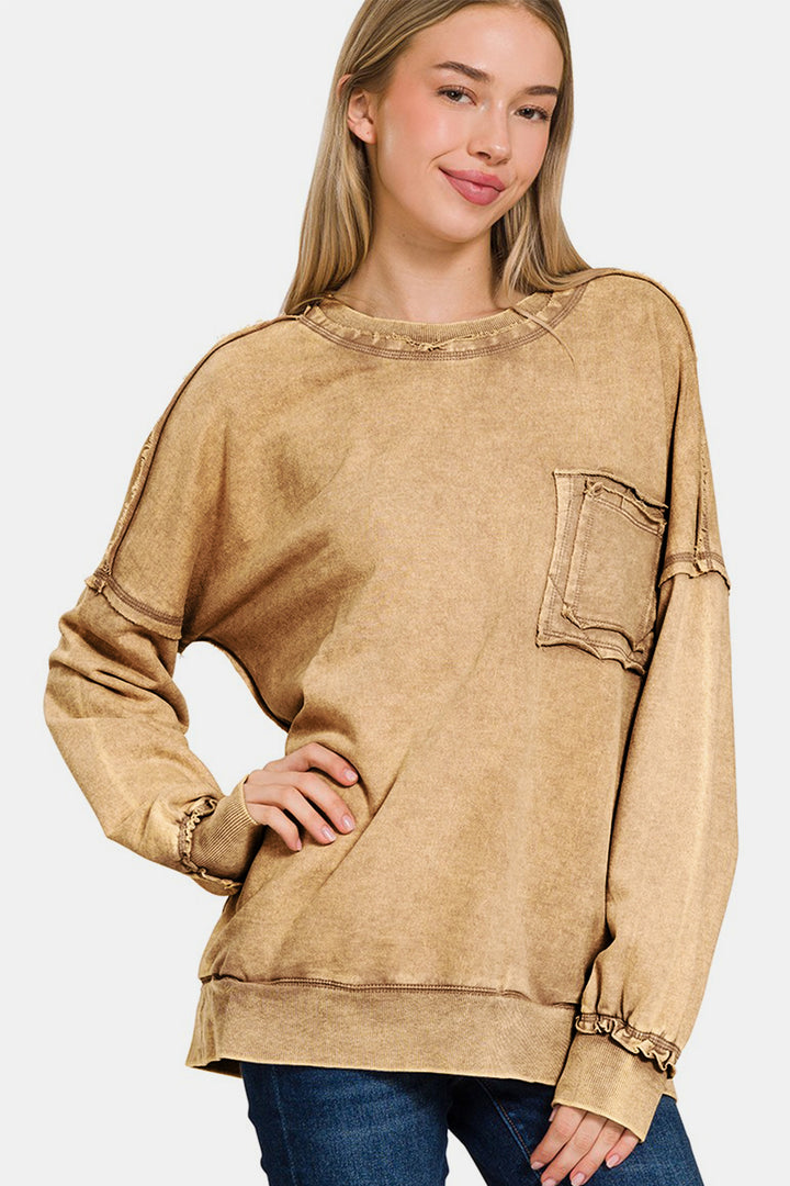 Fashion Sava | Sweatshirt | Exposed Seam Round Neck Style
