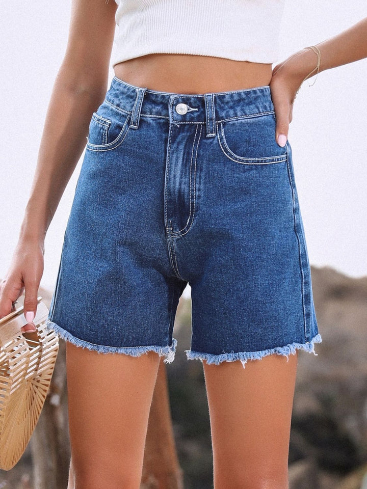 Fashion Sava | Raw Hem Denim Shorts | High Waist Comfort