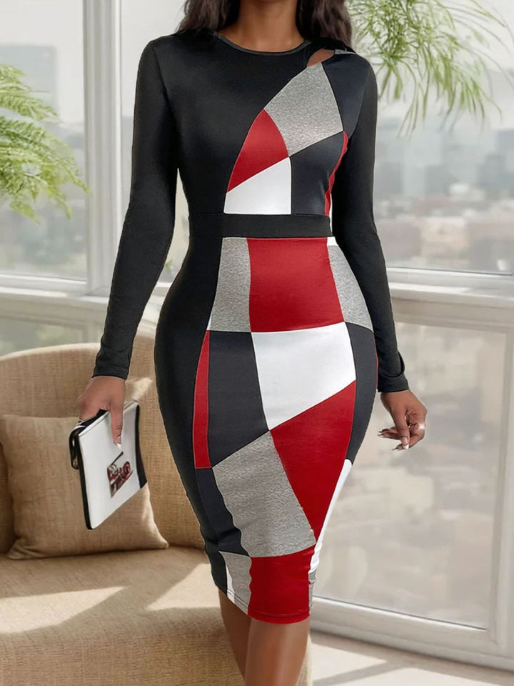 Fashion Sava | Perfee Cutout Dress | Stylish Color Block Design - Black