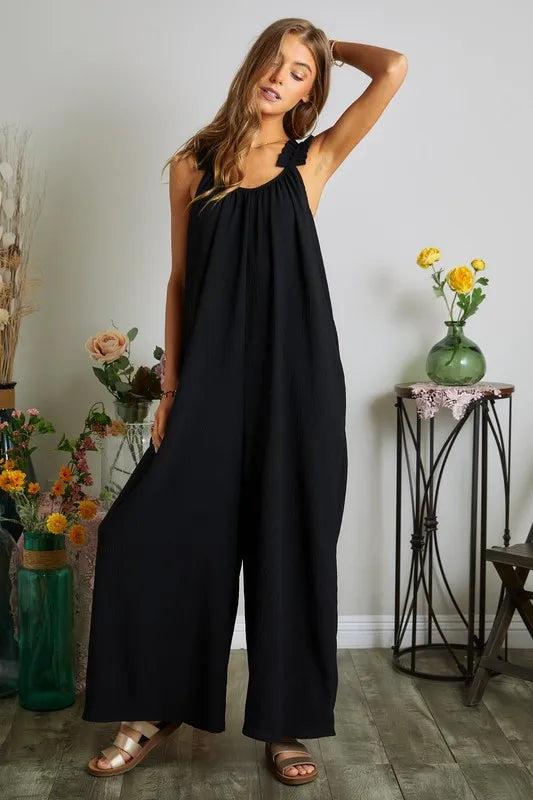 Fashion Sava | Ruffle Shoulder Jumpsuit | Elegant Elastic Fit