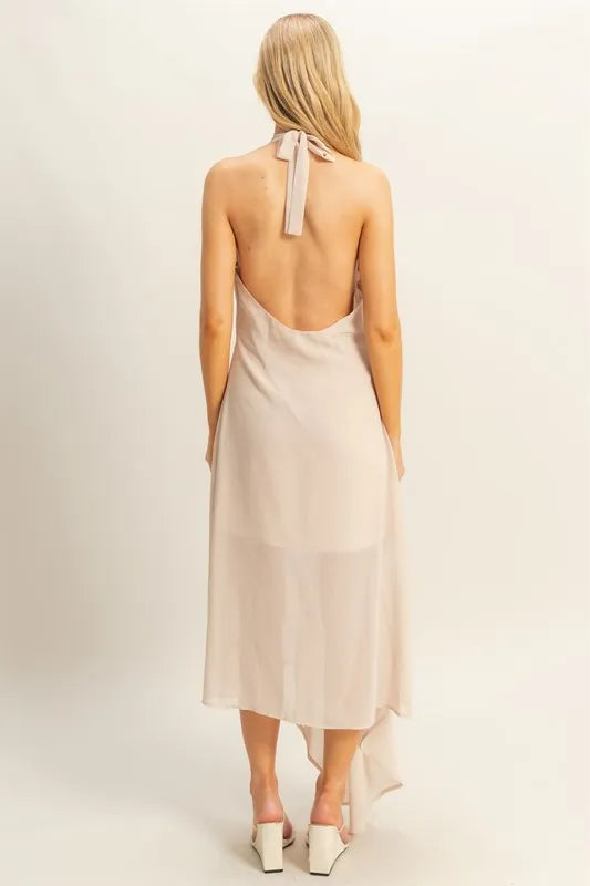 Fashion Sava | Chiffon Halter Dress | Asymmetrical Hem Style