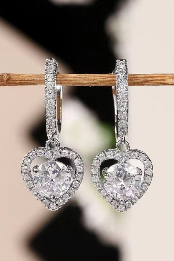 Fashion Sava | Heart Drop Earrings | 2 Carat Moissanite Sparkle