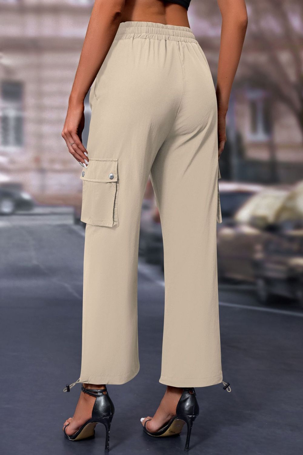 Mandy Elastic Waist Pants with Pockets