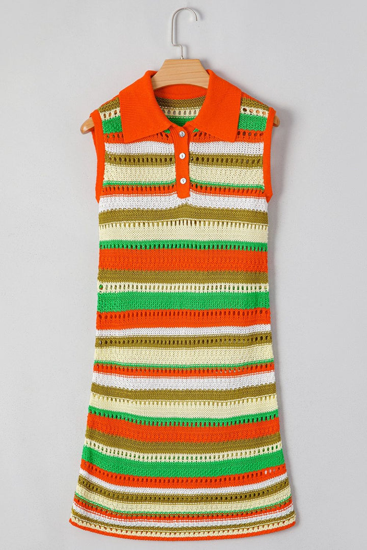 Fashion Sava | Stripe Sweater Dress | Chic Sleeveless Design - Stripe