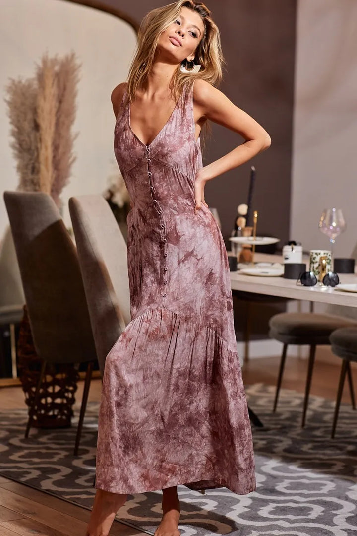 Fashion Sava | Tie-Dye V-Neck Dress | Perfect for Summer Outings