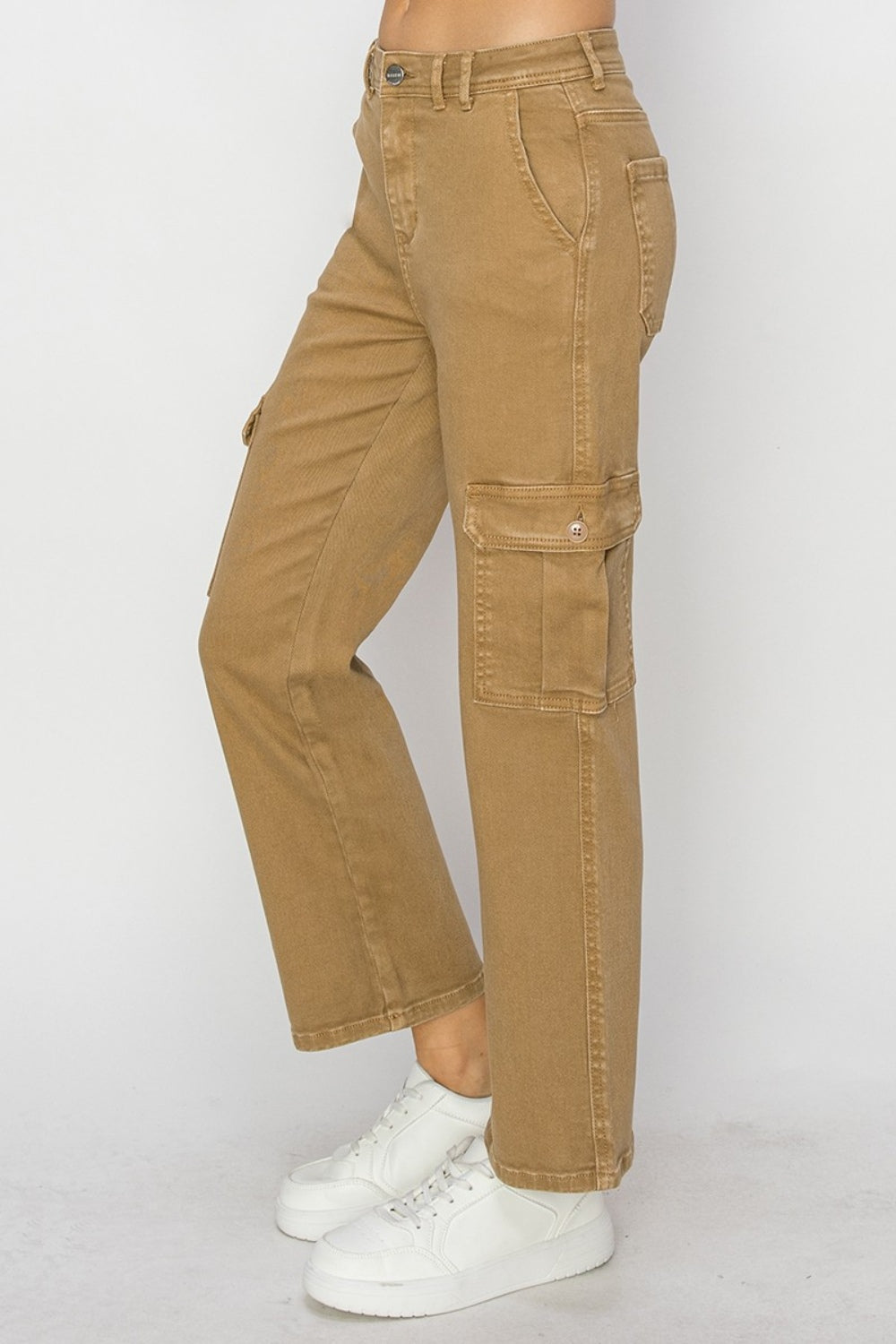 Pantalones vaqueros cargo de tiro alto y talla grande Risen