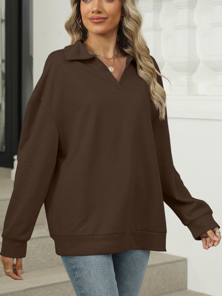 Fashion Sava | Johnny Collar Sweatshirt | Cozy Long Sleeve Style
