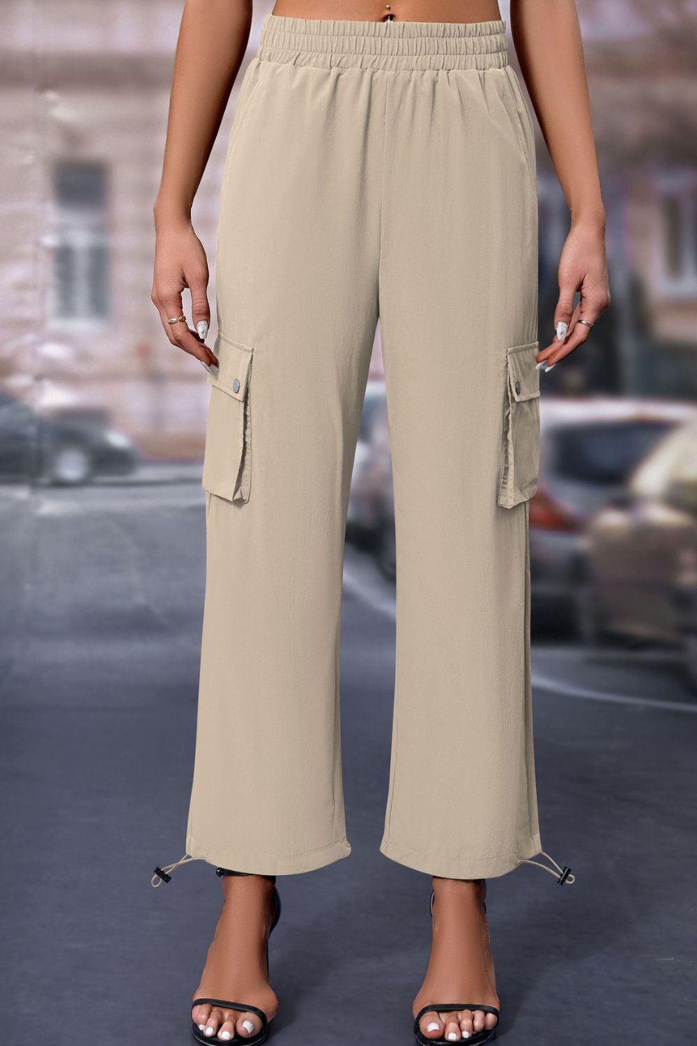 Mandy Elastic Waist Pants with Pockets