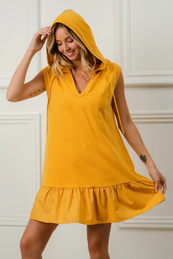 Fashion Sava | Ruffled Hooded Dress | Cozy French Terry Style