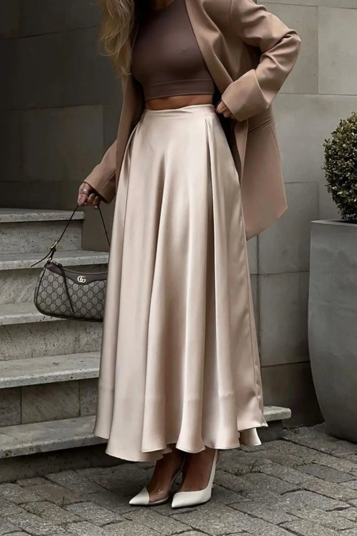 Fashion Sava | Satin Minx Skirt | Back Elastic Waist