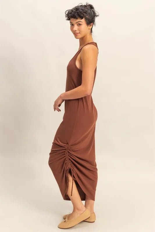 Fashion Sava | Midi Dress | Scoop Neck & Side Tie Detail