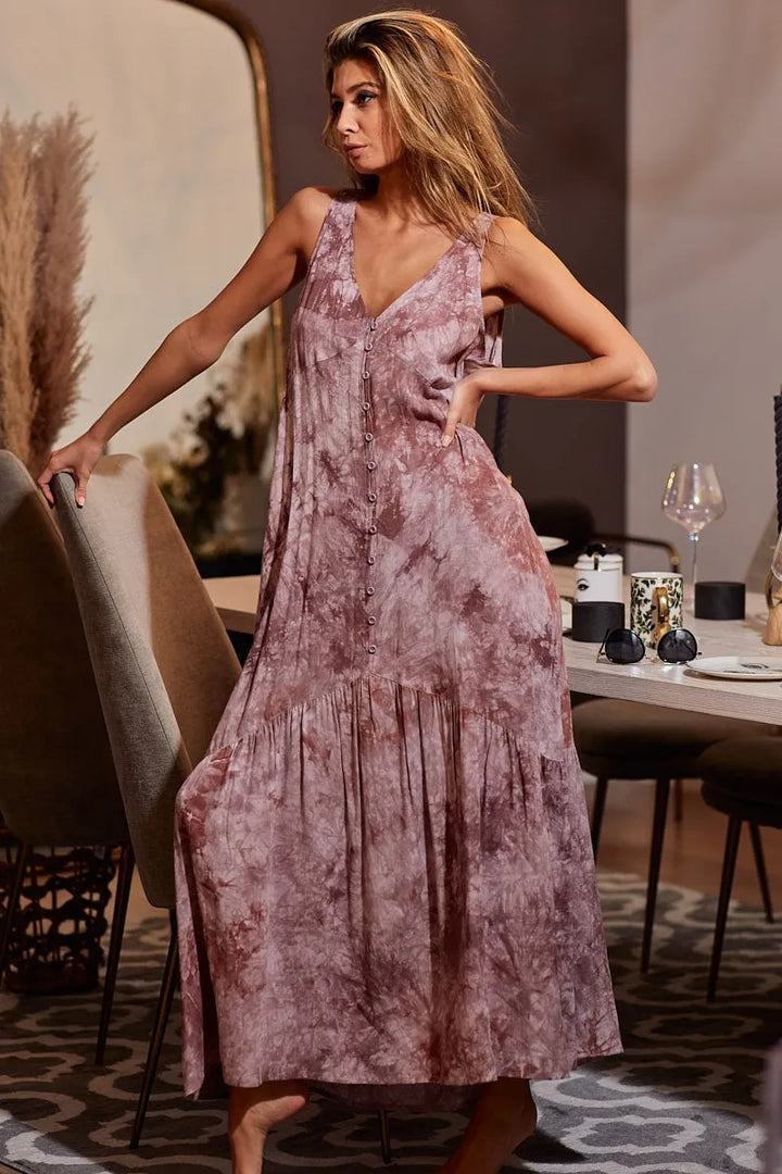 Fashion Sava | Tie-Dye V-Neck Dress | Perfect for Summer Outings
