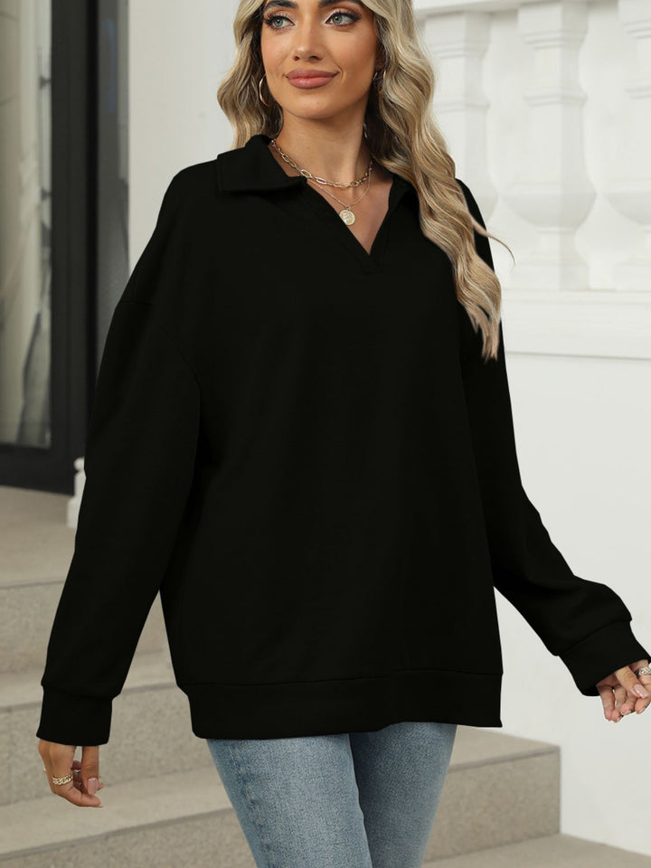 Fashion Sava | Johnny Collar Sweatshirt | Cozy Long Sleeve Style