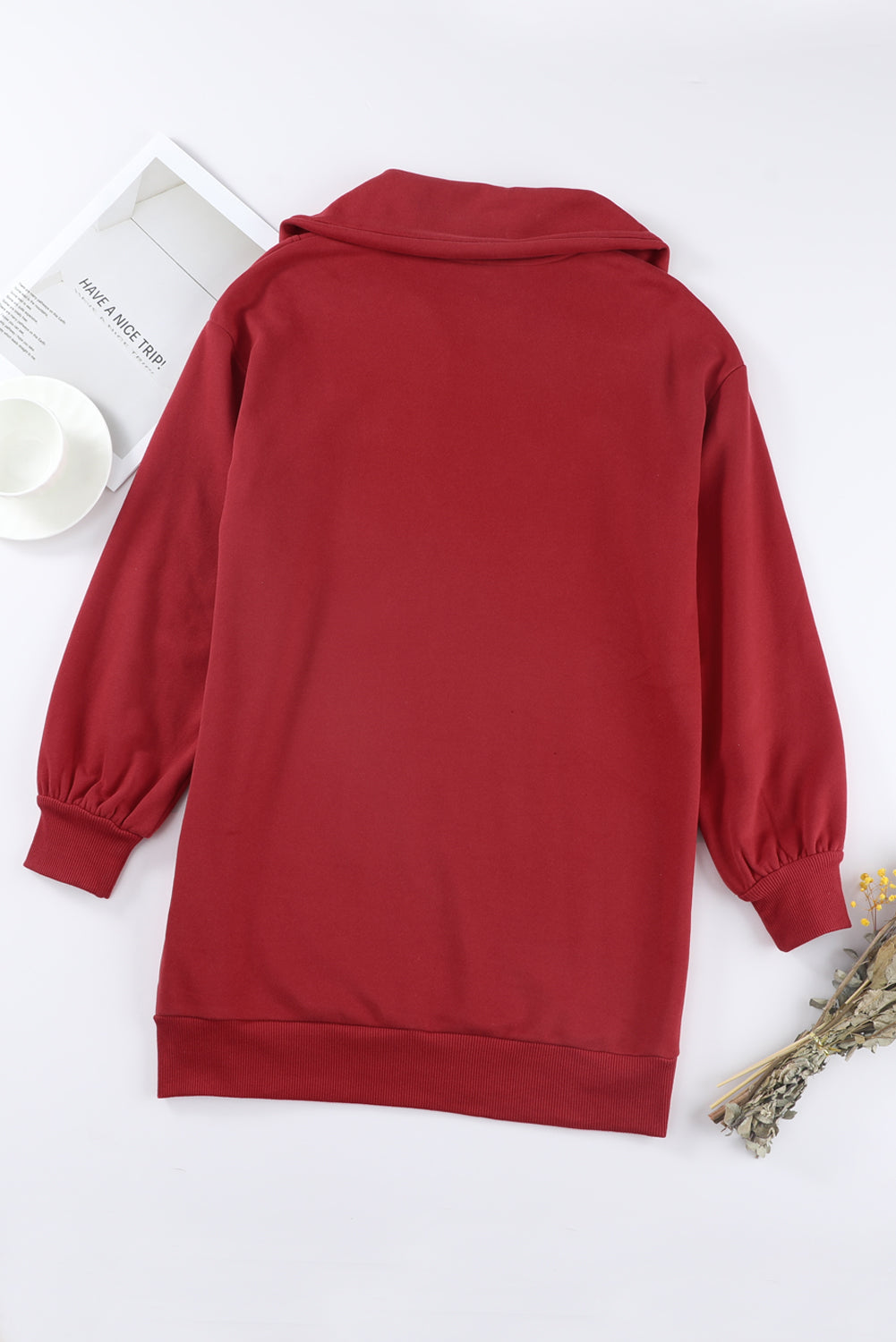 Half Zip Dropped Shoulder Mini Sweatshirt Dress