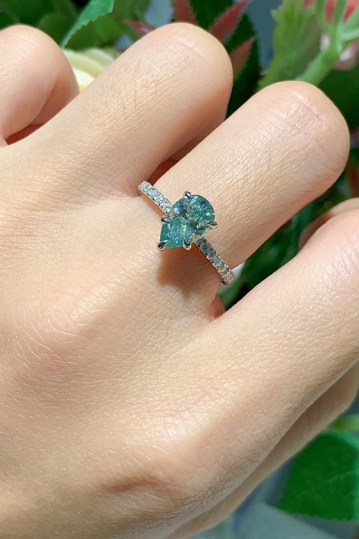 Fashion Sava | Moissanite Silver Ring | Elegant Teardrop Design