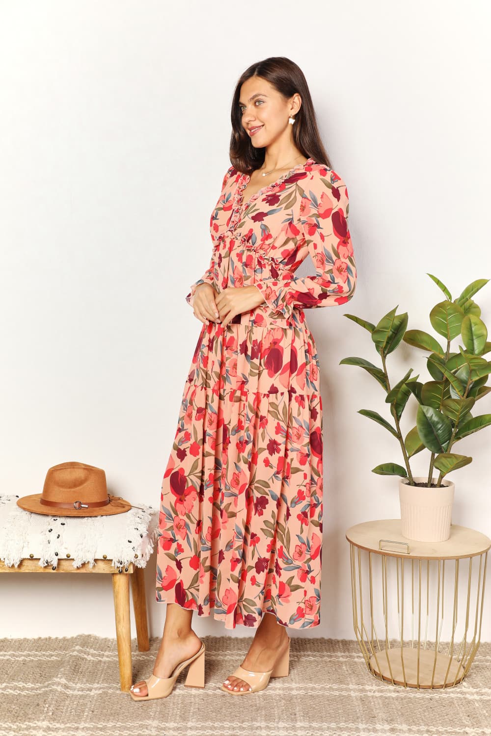 Juniper Floral Frill Maxi Dress – JUN-G0955