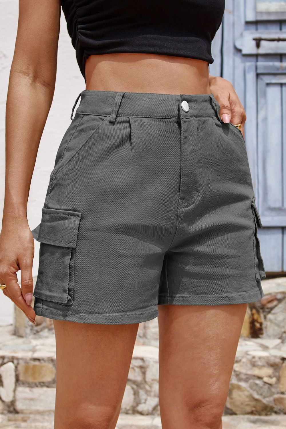 Mandy Pocketed High Waist Shorts