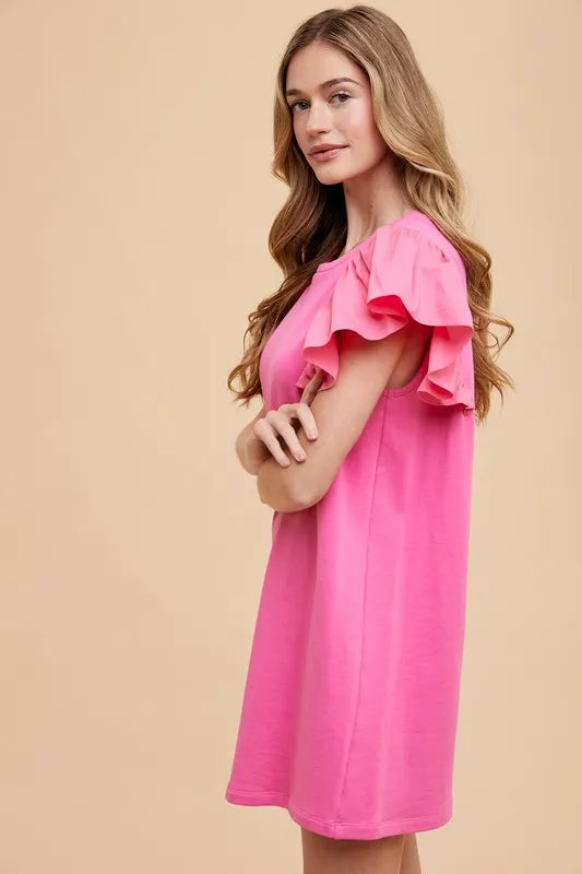 Fashion Sava | Knit Dress | Ruffle Sleeve Relaxed Fit