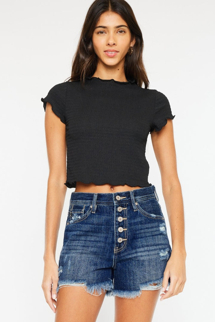 Fashion Sava | Denim Shorts | Raw Hem Button-Fly Design
