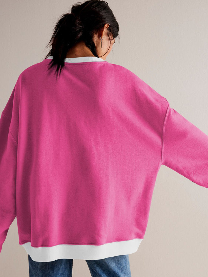 Fashion Sava | Contrast Trim Sweatshirt | Cozy Long Sleeve Style