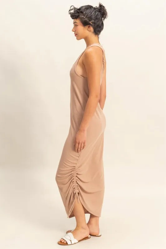 Fashion Sava | Midi Dress | Scoop Neck with Side Tie Detail