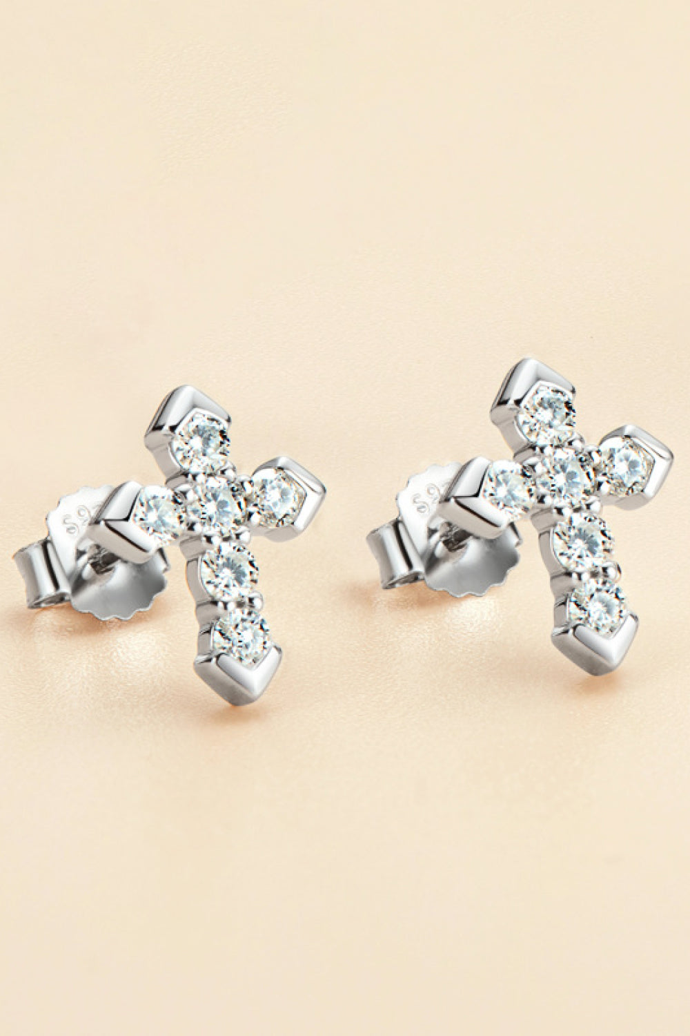 Fashion Sava | Moissanite Cross Stud Earrings | Elegant Sparkle