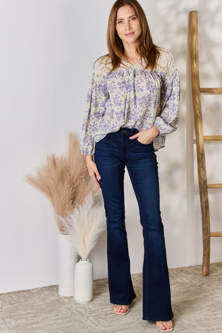 Fashion Sava | Lace Detail Blouse | Elegant Printed Design