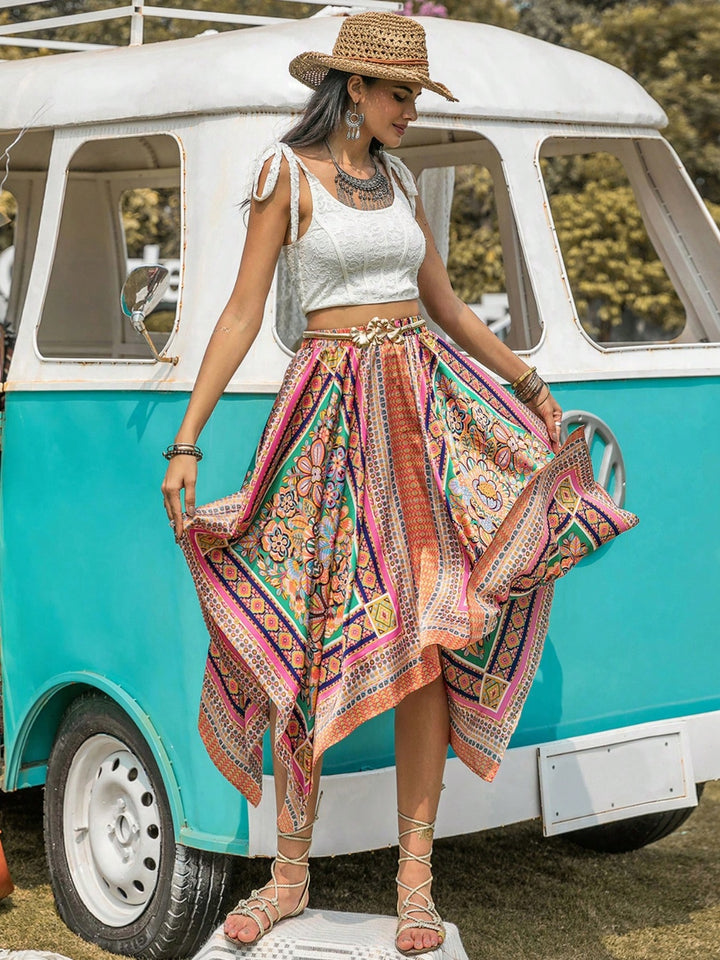 Fashion Sava | Handkerchief Hem Skirt | High Waist Elegance