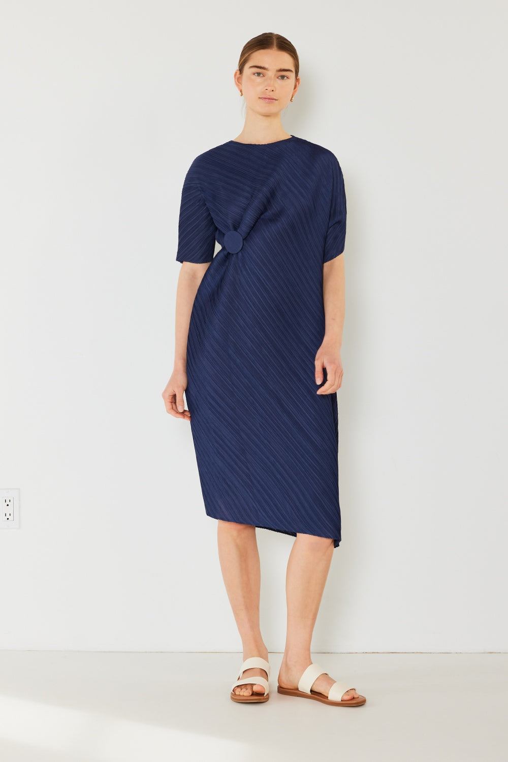 Marina West Swim Pleated Dolman Sleeve Dress