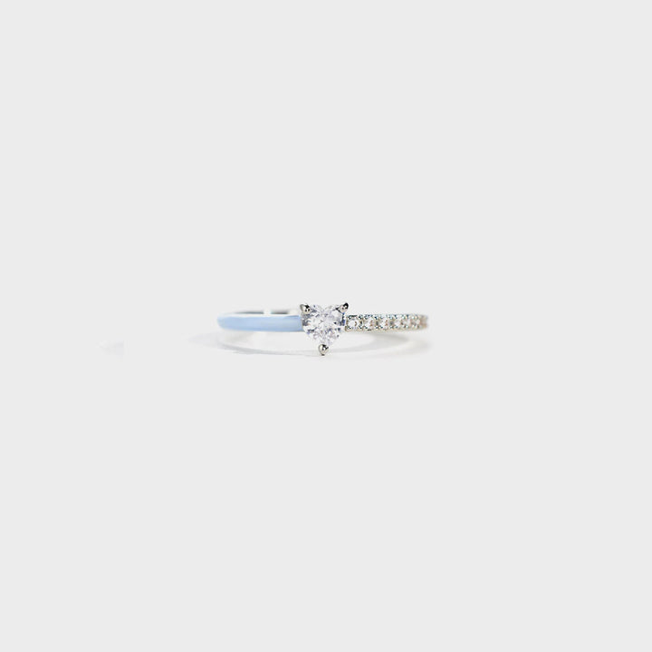 Fashion Sava | Zircon Enamel Ring | Heart Shape Design
