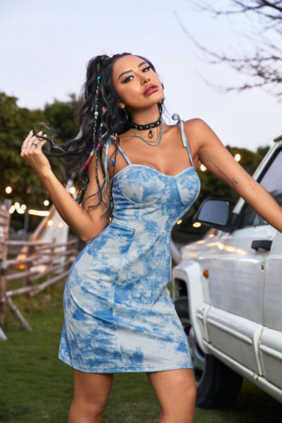 Fashion Sava | Tie-Dye Mini Cami Dress | Summer Casual Style - Sky Blue