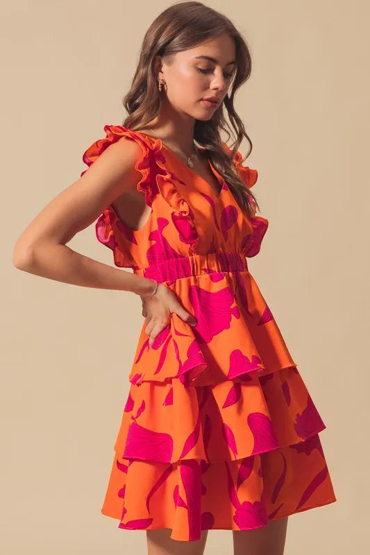 Fashion Sava | Floral V Neck Dress | Elasticized Waist Design