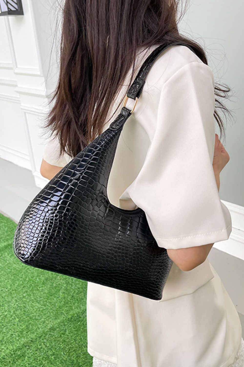 PU Leather Stone Texture Shoulder Bag