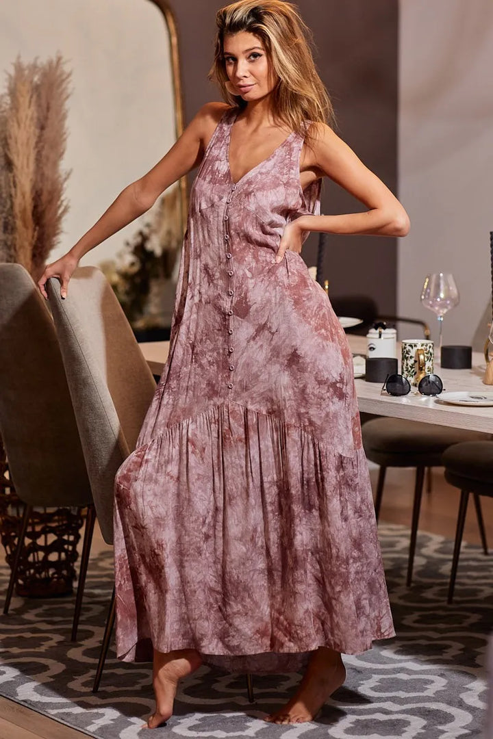 Fashion Sava | Tie-Dye V-Neck Dress | Perfect for Summer Outings